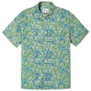 Bonlax Short Sleeve Button Down Shirt In‎ Green Butterfly Print Size 2XL